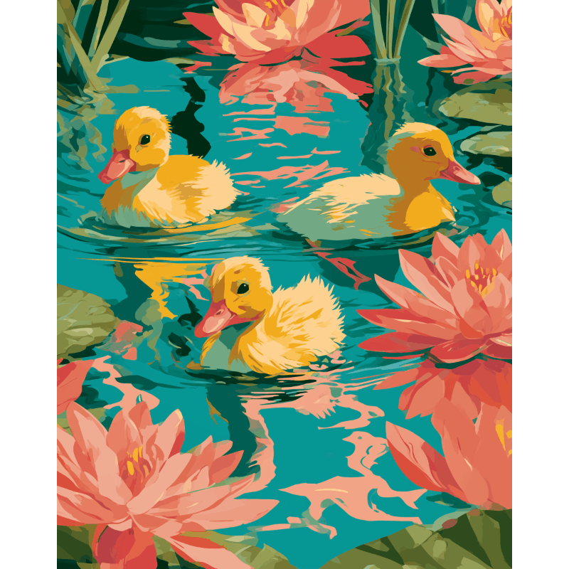 Drie gele eendjes - Diamond Painting