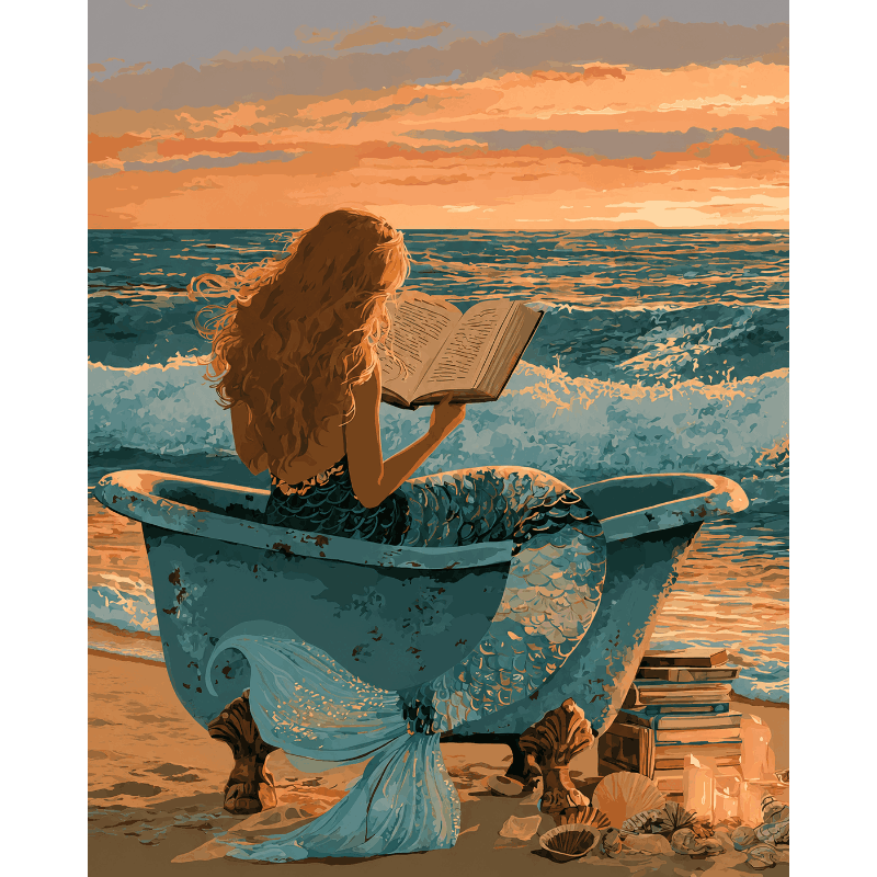 De lezende zeemeermin - Diamond Painting