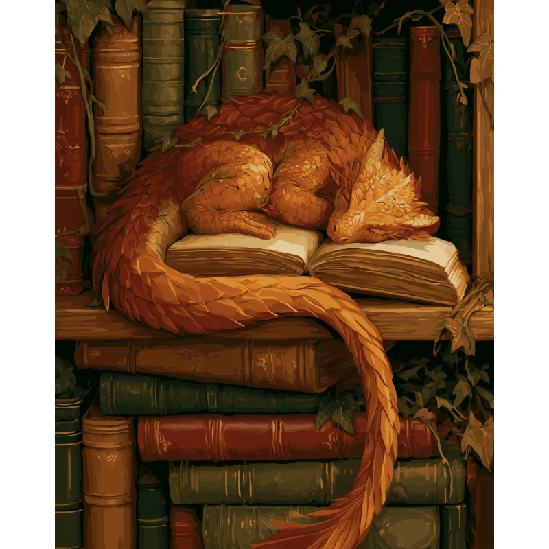 Drakenbibliotheek - Diamond Painting