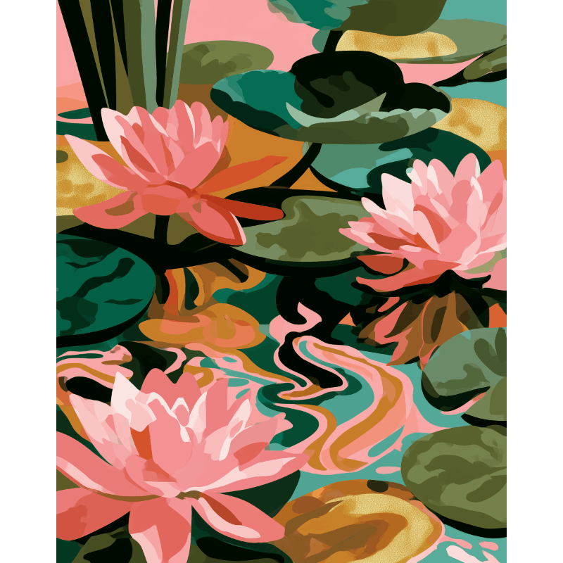 De lotusvijver - Diamond Painting