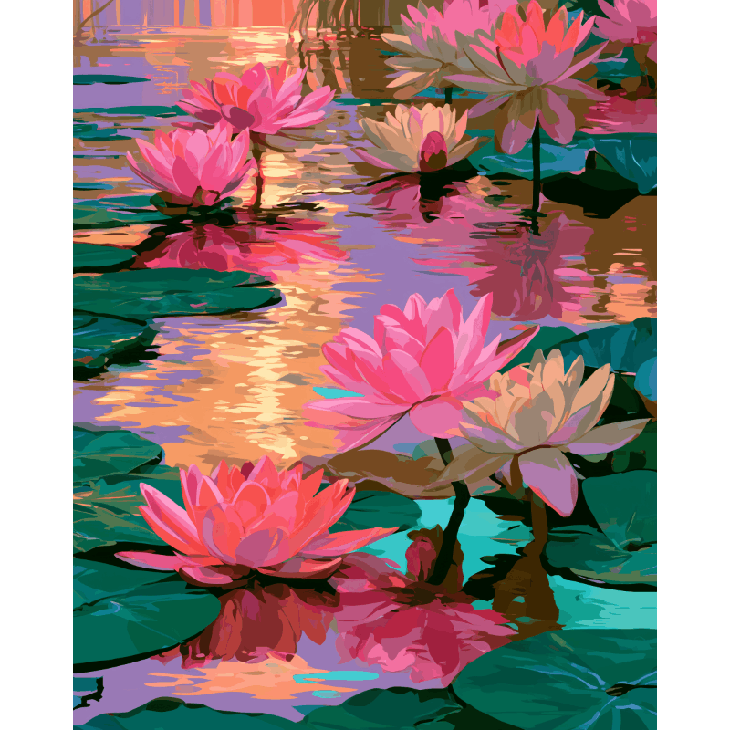 Zonsondergang lelies - Diamond Painting