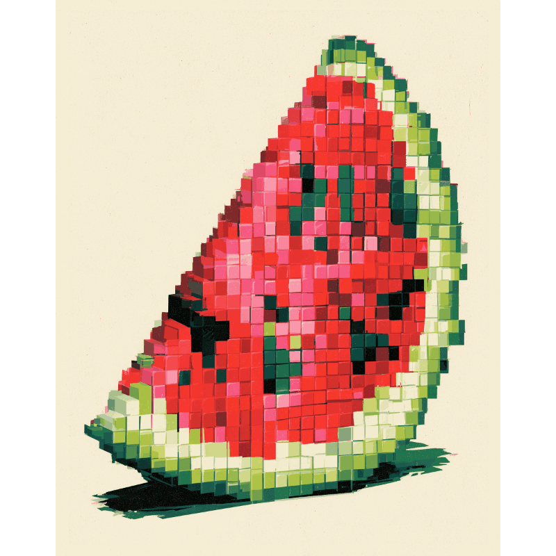 Gepixelde watermeloen - Diamond Painting