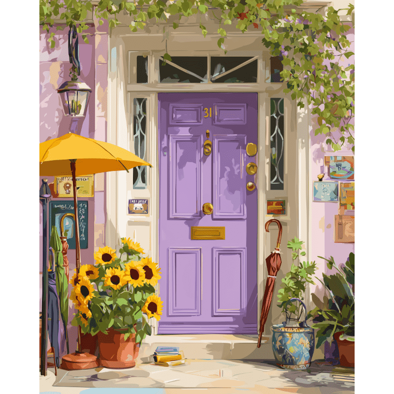 Paarse deur - Diamond Painting