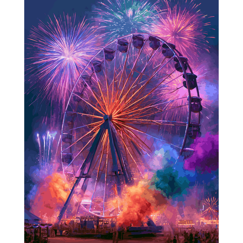 Vuurwerk avond - Diamond Painting