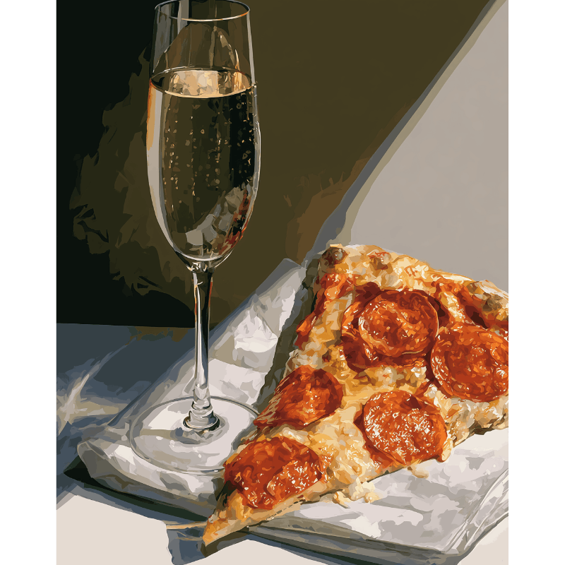 Champagne & pizza - Diamond Painting
