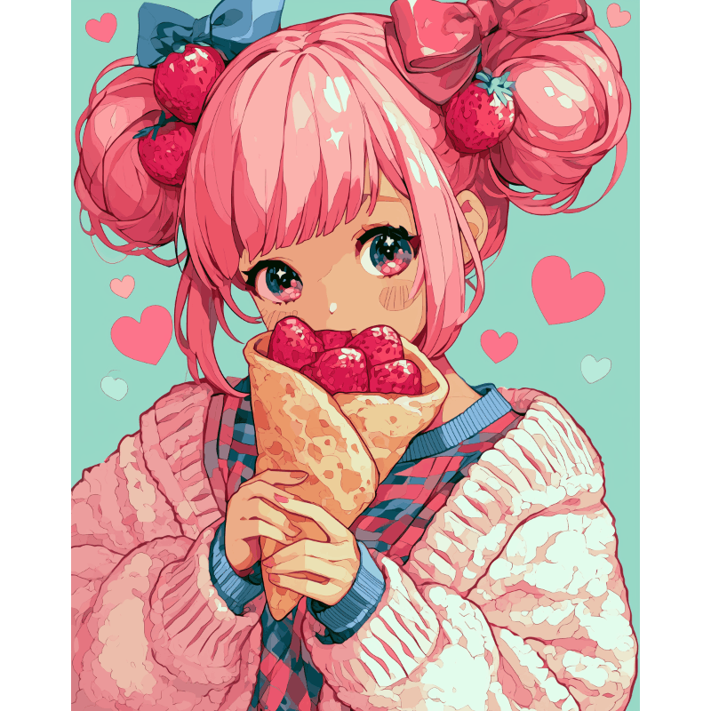 Aardbeienhart - Diamond Painting
