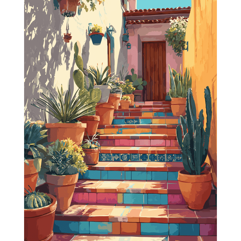Trappen naar Mexico - Diamond Painting