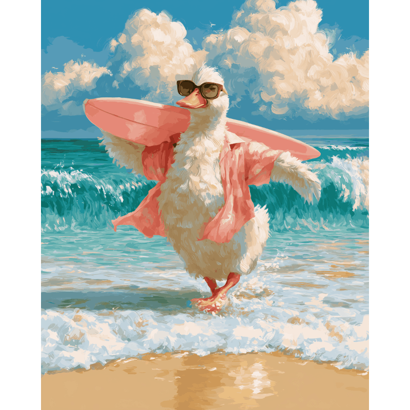 Surfende eend - Diamond Painting