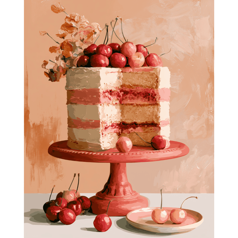 Elegant kersendessert - Diamond Painting