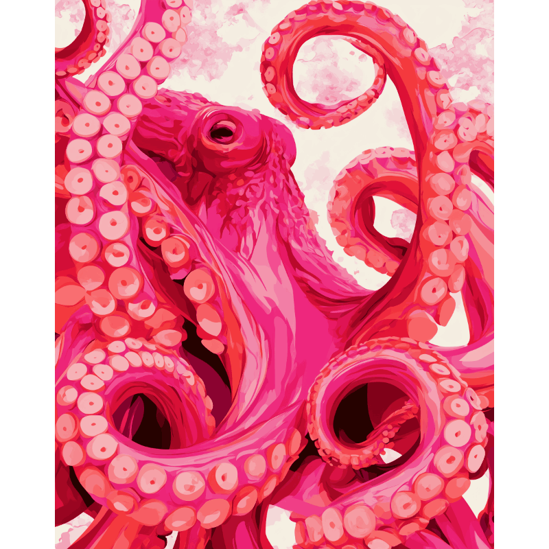 De roze kraken - Diamond Painting