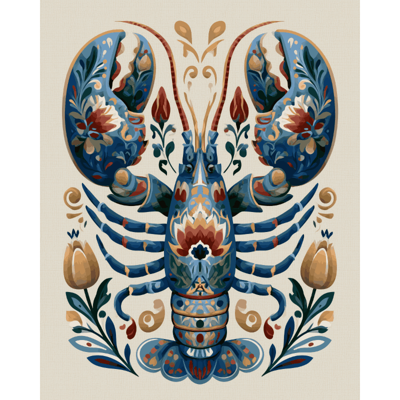 Scandinavische folk kreeft - Diamond Painting