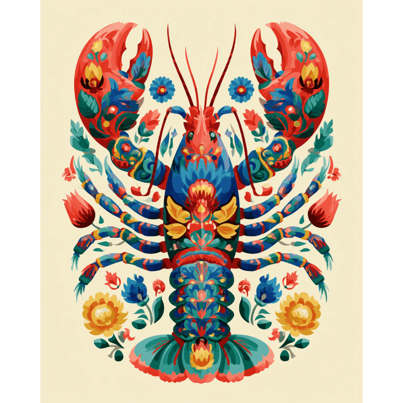 Poolse stijl kreeft - Diamond Painting