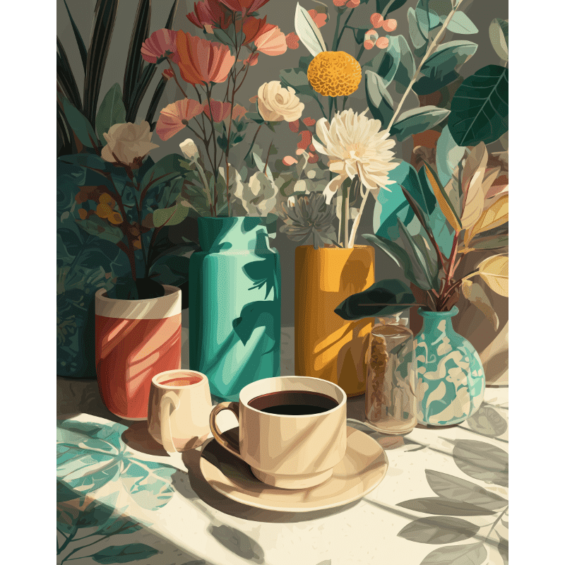 Een middagkoffie - Diamond Painting