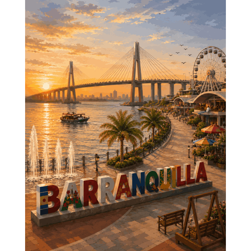 Barranquilla zonsondergang - Diamond Painting