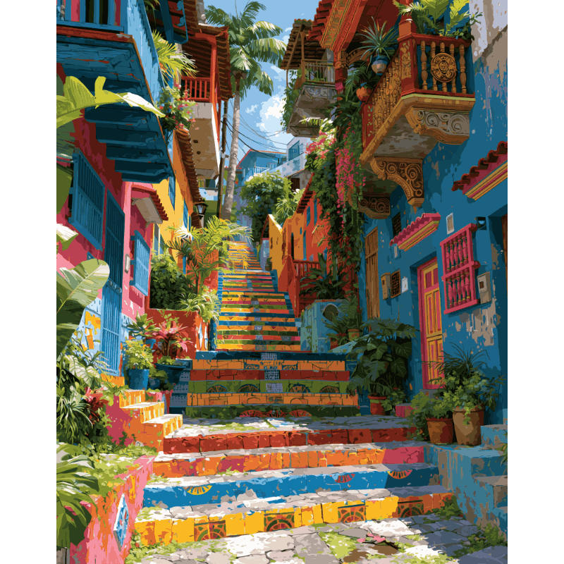 Colombiaans steegje - Diamond Painting