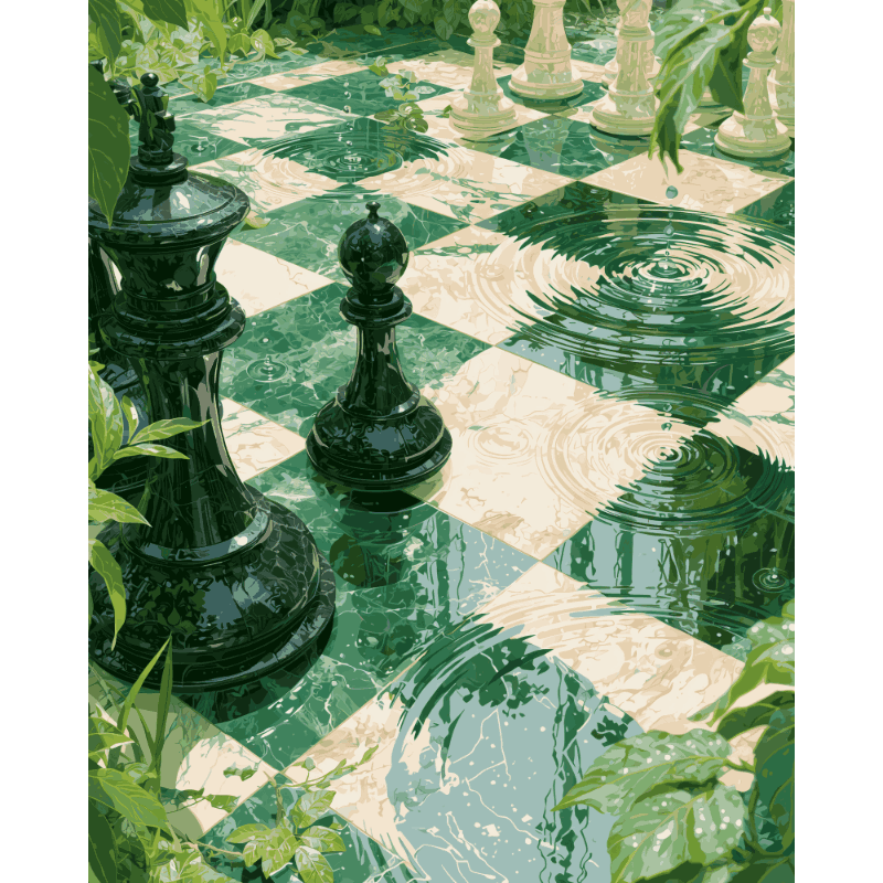 Jungle schaakspel - Diamond Painting