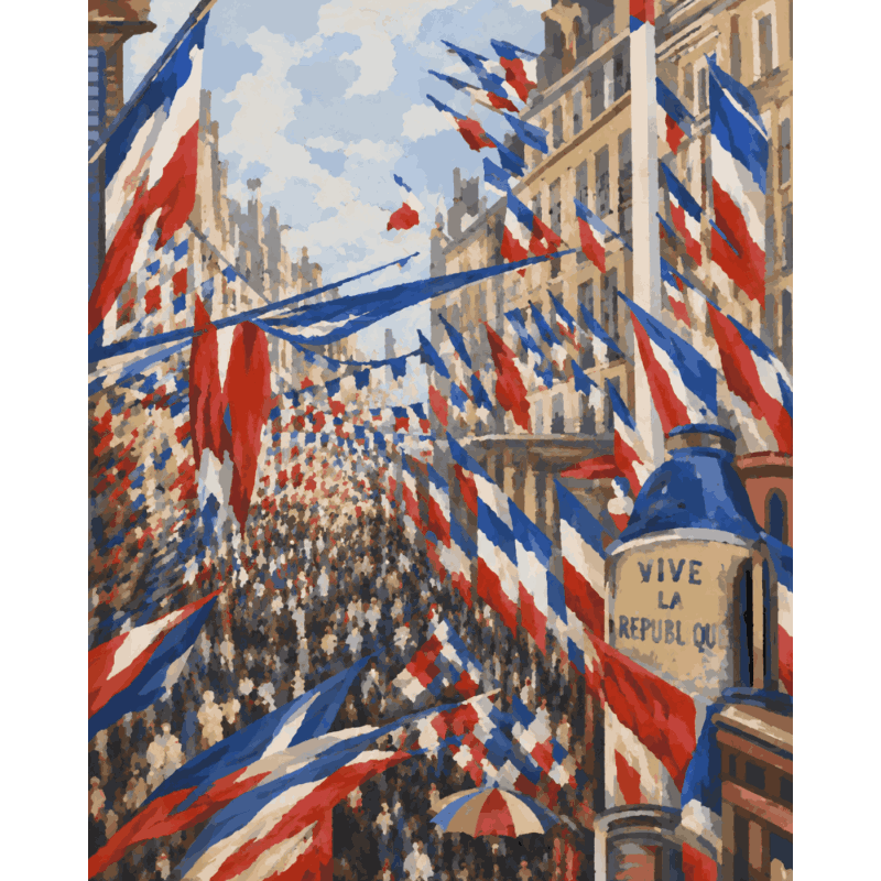 La Rue Montorgueil à Paris, Monet - Diamond Painting
