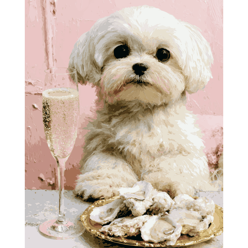 Puppy oesters lunch - Diamond Painting