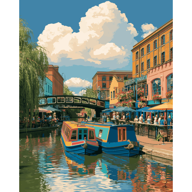 Camden Lock kanaal - Diamond Painting