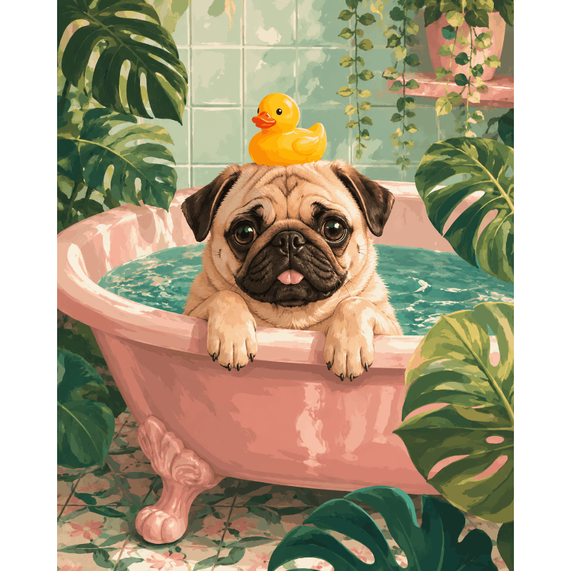 Grappige badtijd - Diamond Painting
