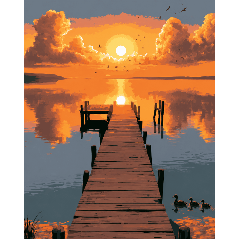 Zonsondergang sereniteit - Diamond Painting