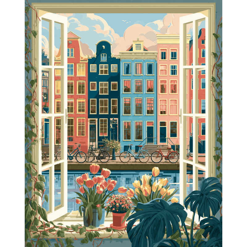 Raam op Amsterdam - Diamond Painting