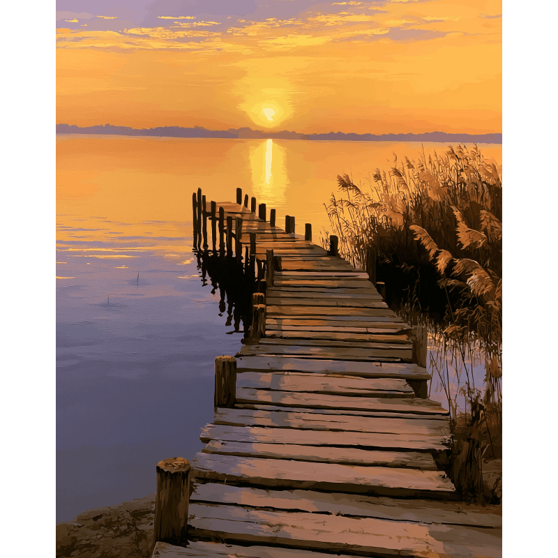 Meer zonsondergang - Diamond Painting