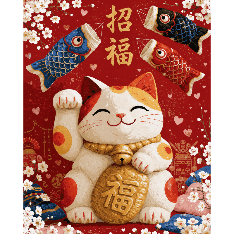 Maneki Neko fortuin - Diamond Painting