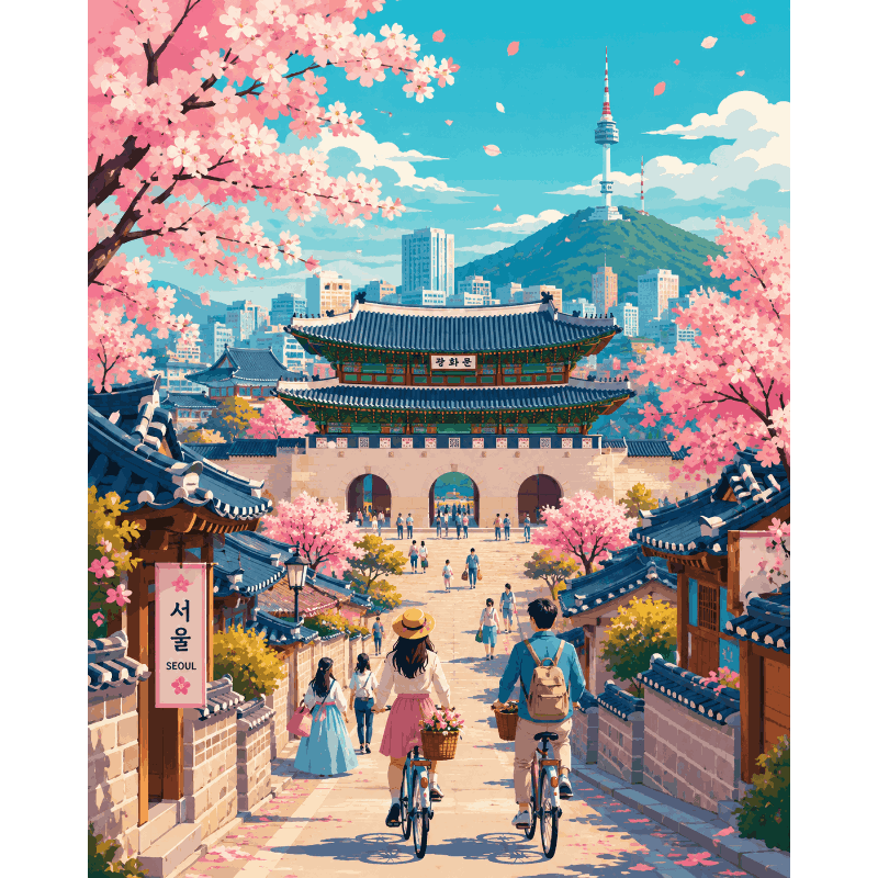 Seoul in bloei - Diamond Painting
