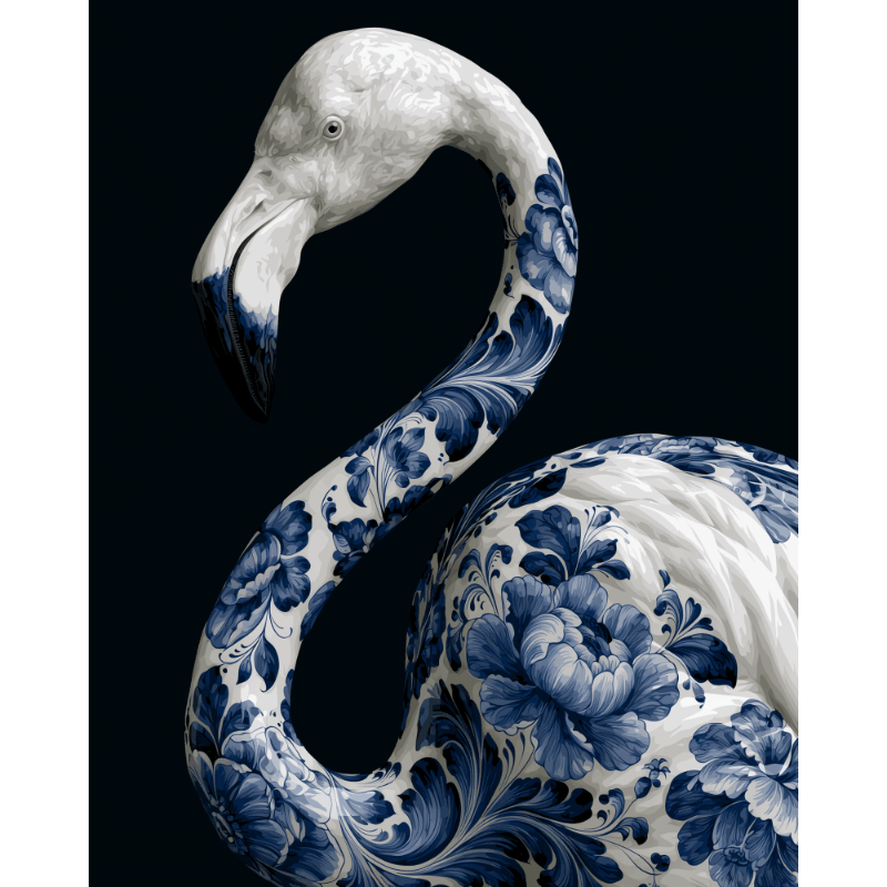 Delfts blauwe flamingo - Diamond Painting