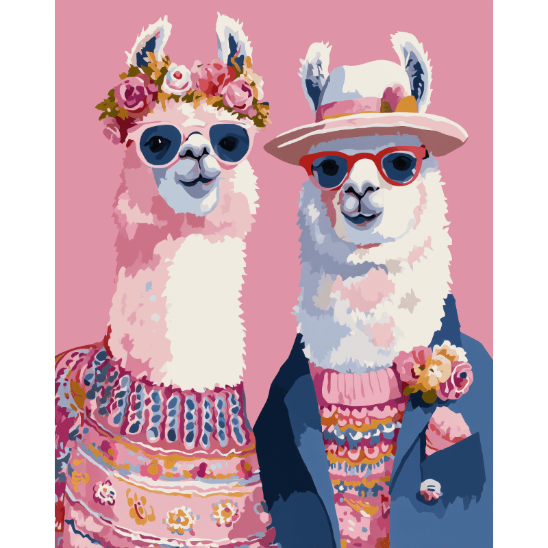 Lama-koppel - Diamond Painting