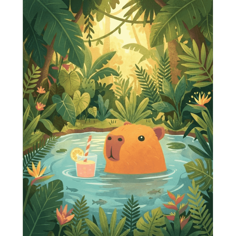 Ontspannende capibara - Diamond Painting