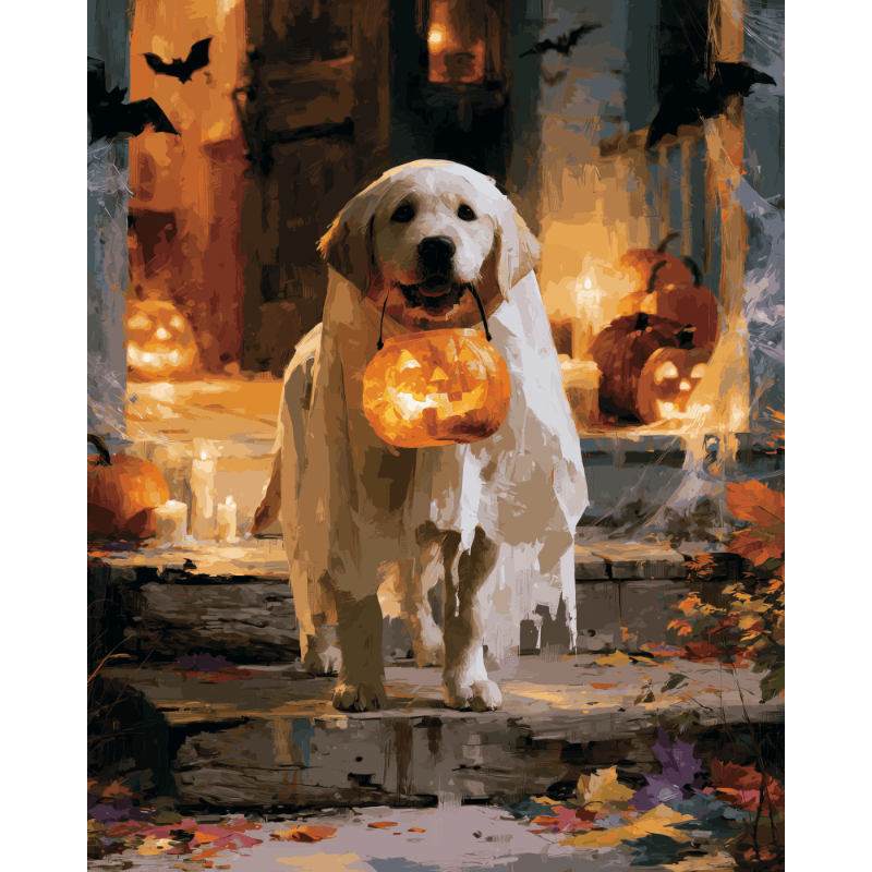 Halloween golden retriever - Diamond Painting