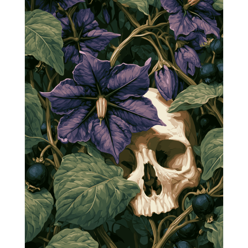 Donkere nachtschade bloem - Diamond Painting