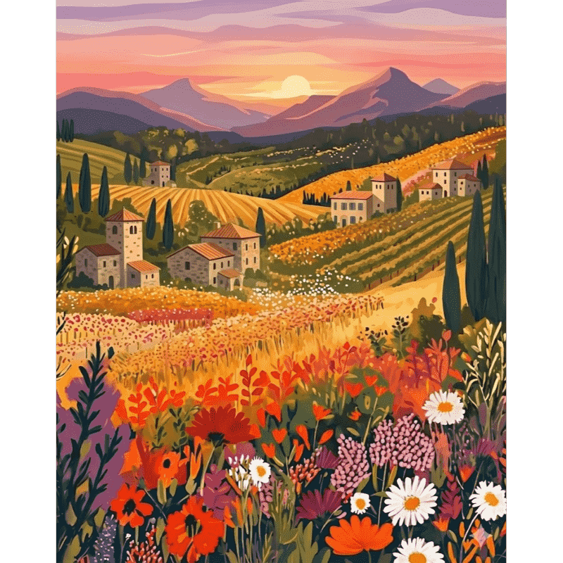 Wildbloemenlandschap - Diamond Painting