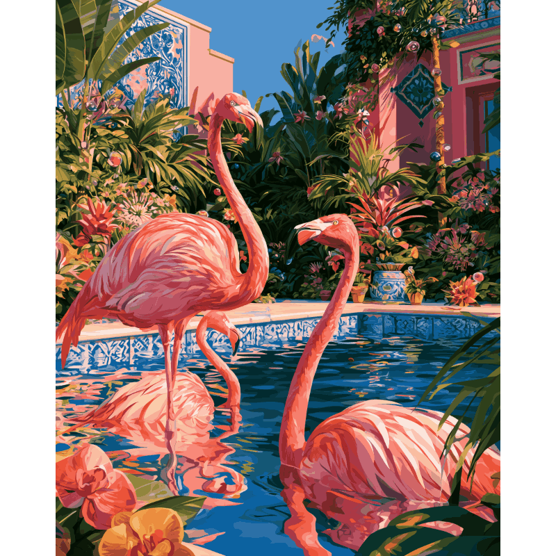 Flamingo oase - Diamond Painting