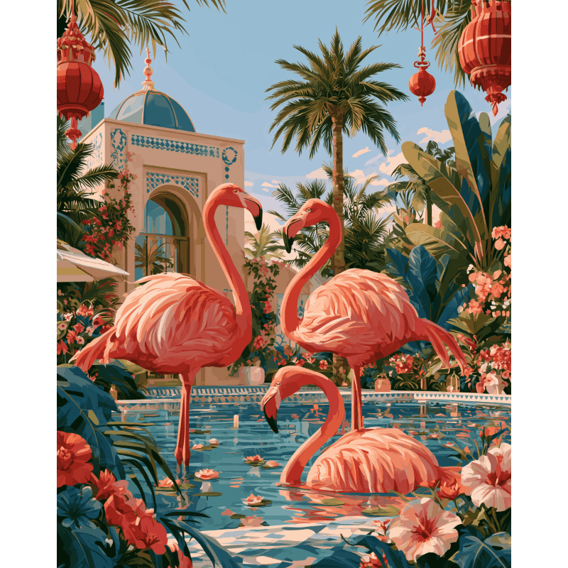 Flamingo paradijs - Diamond Painting