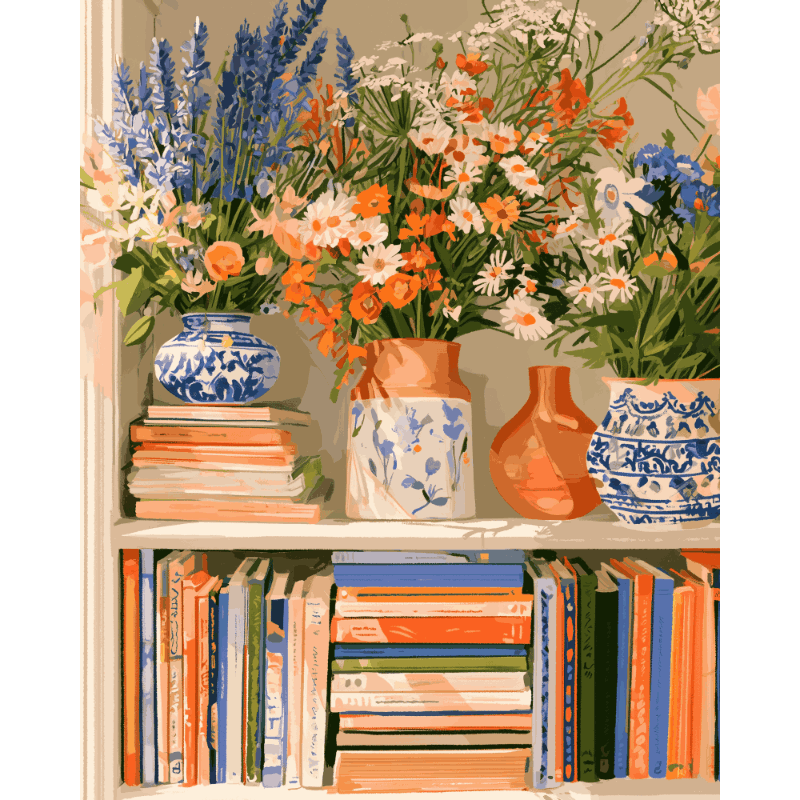 Bloemen leeshoek - Diamond Painting