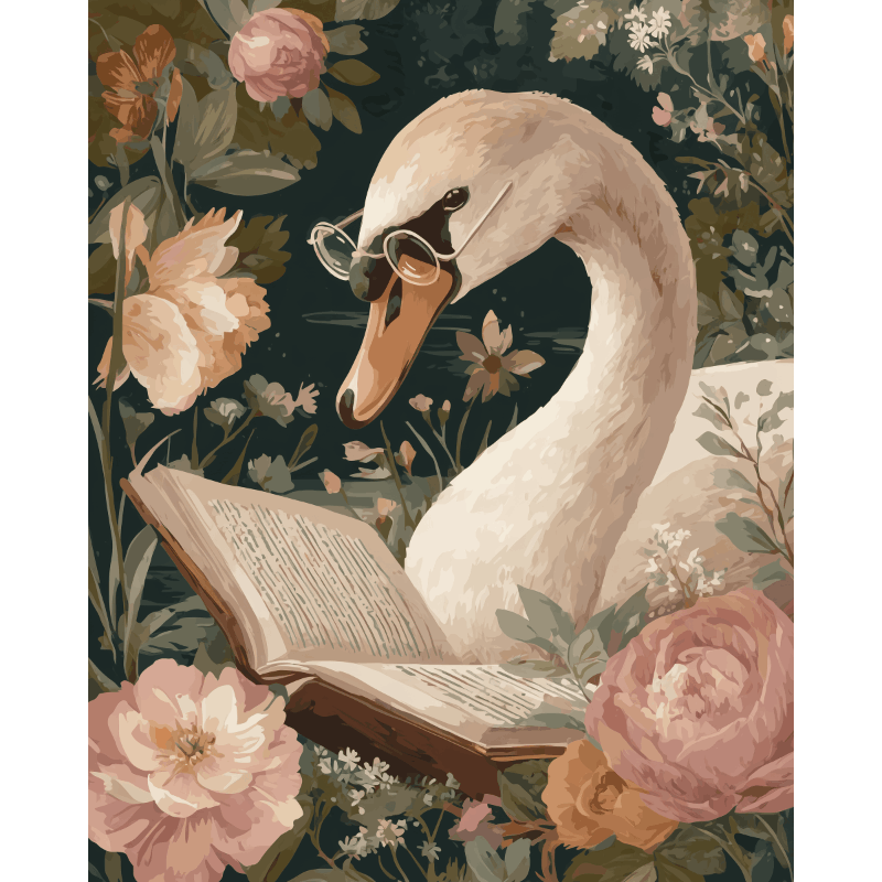 Lezende zwaan - Diamond Painting