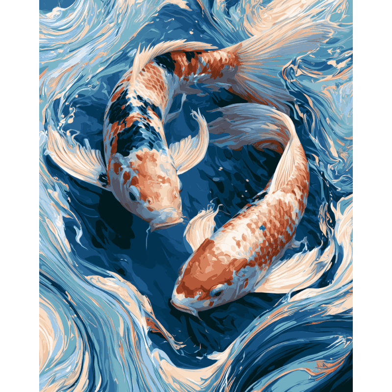 Zwemmen in golven - Diamond Painting