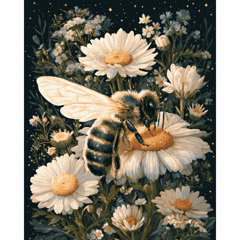 Bij op madeliefje - Diamond Painting
