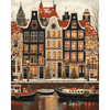 Grachtenhuizen in het licht - Diamond Painting