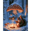 Eekhoorn bij vuurlicht - Diamond Painting