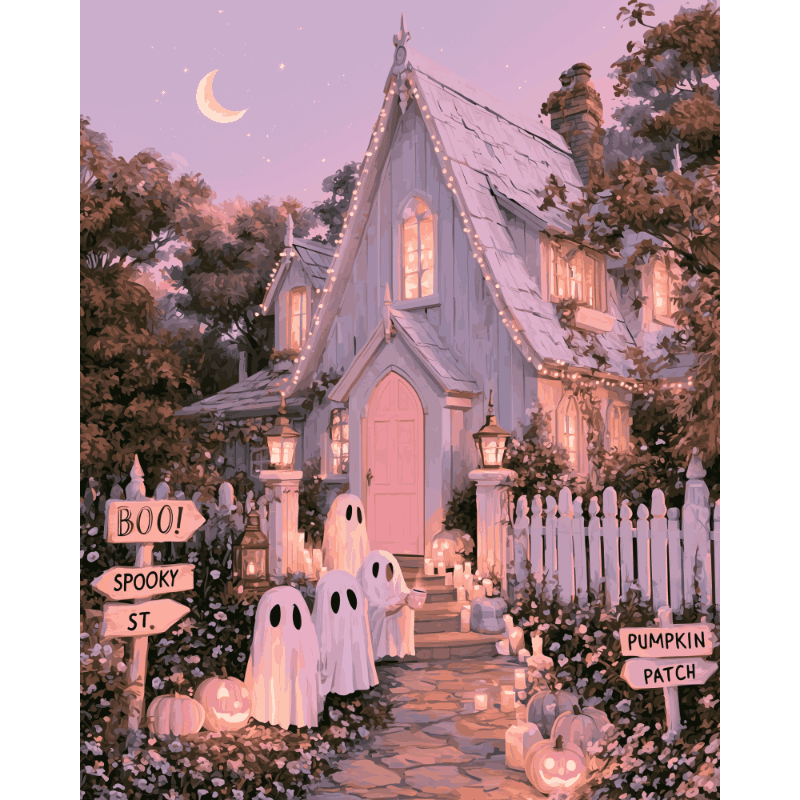 Spookachtig victoriaans huis - Diamond Painting