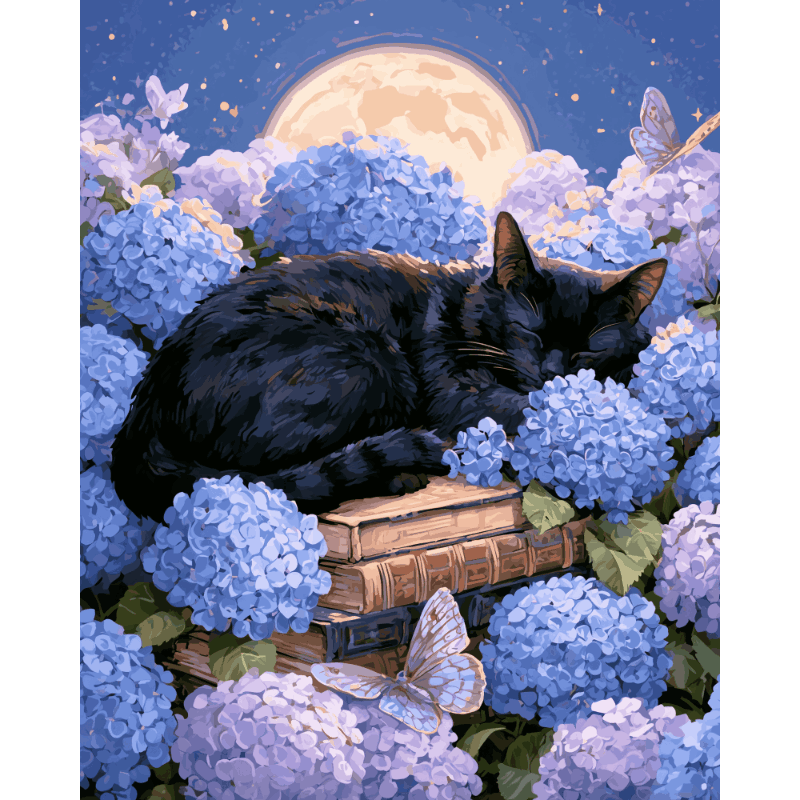 Hortensia kattendutje - Diamond Painting