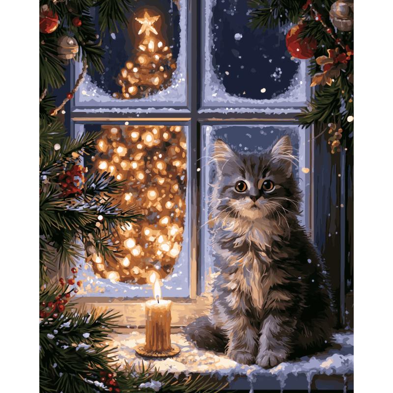 Kerstmis kitten - Diamond Painting