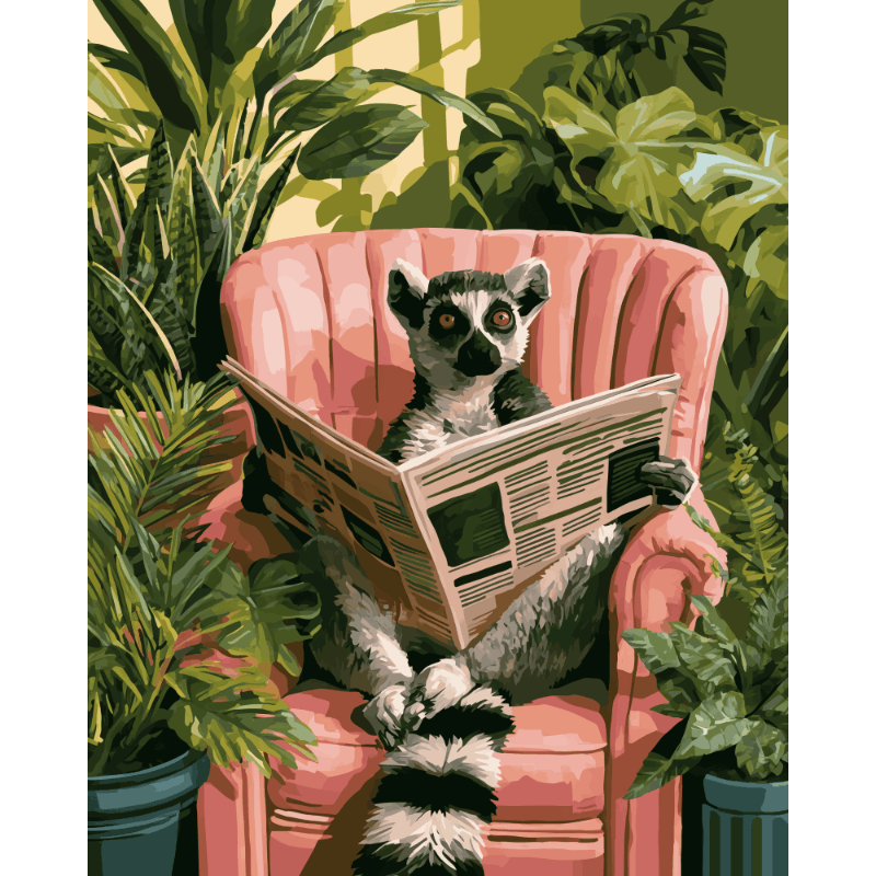Lemurs ochtendkrant - Diamond Painting