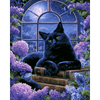 Lila kat in het maanlicht - Diamond Painting