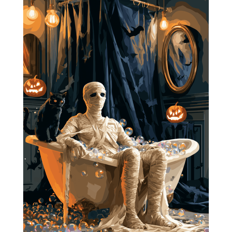 Mummies spookachtig bad - Diamond Painting