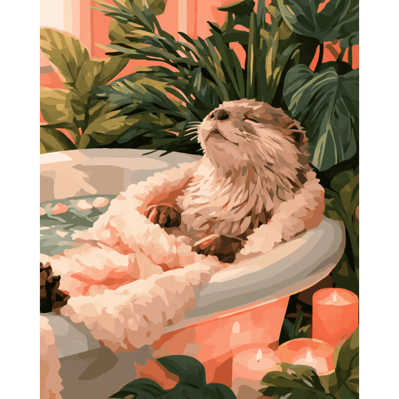 Otter badtijd - Diamond Painting